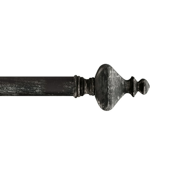 Lavish Home 1-inch Curtain Rod with Turned Finials for Windows 66-120" (Antique Black)