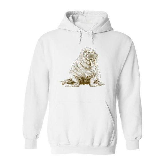 Walrus Pencil Drawing Hoodie Men -Image by Shutterstock, Male Large