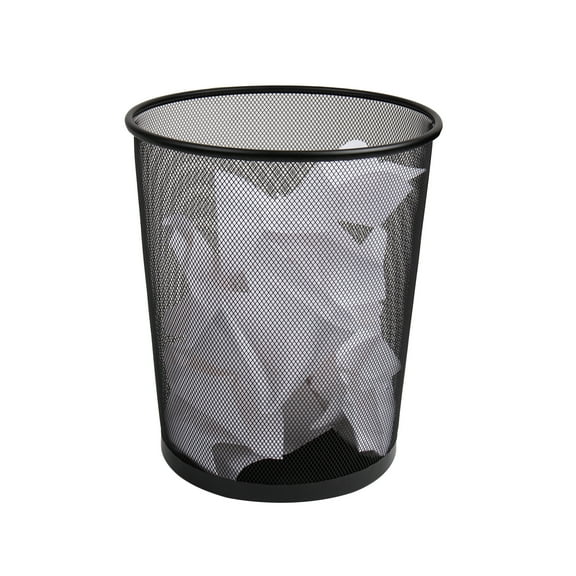 Mind Reader Mesh Trash Can, 16.65L (4.4 gal), Waste Paper Basket, Round, Office, Metal, Black