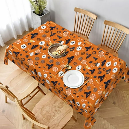 

Table Cloth Rectangle Table Halloween Candy Hat Tablecloth 60 x 90 Inch Wrinkle Resistant Decorative Fabric Table Cover for Dining Party Indoor Outdoor