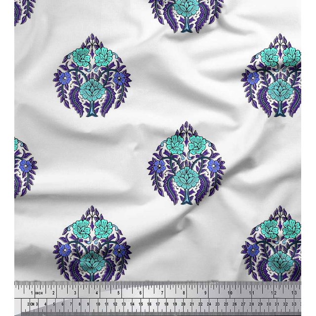 Soimoi Feuilles de Voile de Coton & Tissu Imprimé Floral par la Cour 56 Pouces de Large