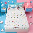 thumbnail image 4 of meiyoeat Watercolor Baseball Cream Zipper Twin Comforter Sets with Fitted Sheet and 2 Pillowcases For Kids,Ball Ice Drip Zipper Bedding Set For Boys,Polkadot Reversible,4 Pieces, 4 of 7