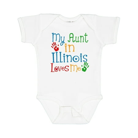

Inktastic My Aunt in Illinois Loves Me Gift Baby Boy or Baby Girl Bodysuit