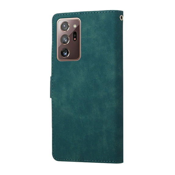 Luxury PU Wallet Stand Case Compatible For Samsung Galaxy Note 20 Ultra,360 Protection Shockproof Magnetic Kickstand Stylish Classic Card Pocket Cover For Samsung Galaxy Note 20 Ultra,Blue