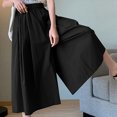 thumbnail image 5 of HAiming Women's Wide Leg Capri Pant Dress Elastic Waisted Casual Pleated Loose Lounge Palazzo Trousers with Pocket, 5 of 6