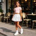 thumbnail image 2 of Eltusu Girls Skirts, Fashion Bow Elastic Waist Casual Mini Skirts White Size 5-6 T, 2 of 7