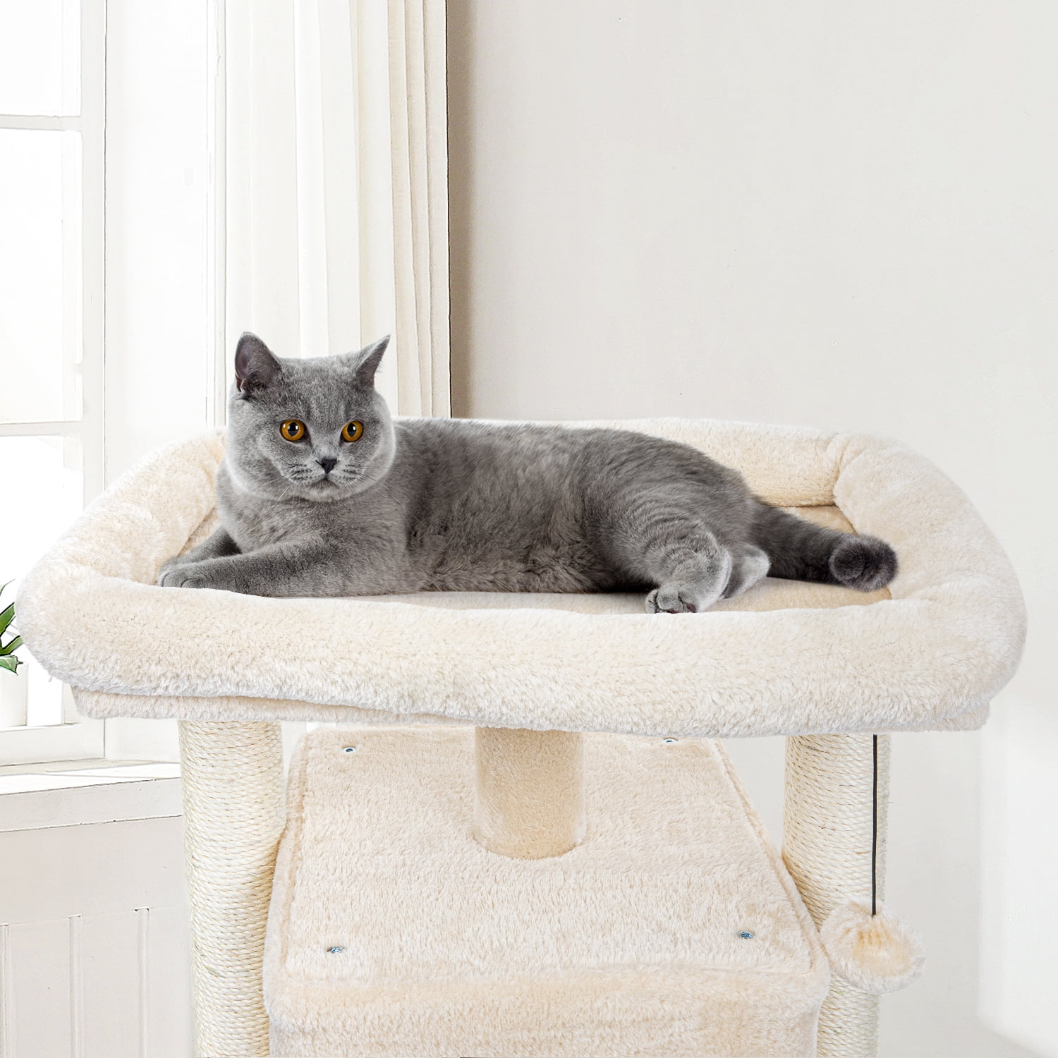 Pefilos Cat Tree Cat Houses for Outdoor Cats Cat Condo for Large Cats with Sisal Scratching Posts, Cat Nest for Indoor Cats Plush Perch, Cat Tower Furniture Cat Bed, Beige Pefilos Cat Tree Cat Houses for Outdoor Cats Cat Condo for Large Cats with Sisal Scratching Posts, Cat Nest for Indoor Cats Plush Perch, Cat Tower Furniture Cat Bed, Beige
