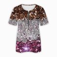 thumbnail image 5 of Débardeurs Grande Taille pour Femmes Mode Ample Confortable Col en V Zip Imprimé Manches Courtes Blouse T-Shirt Col en V Femmes en Solde, 5 of 5