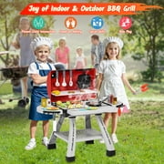 Kitchen Playset Toys For Kids Toys, Kids BBQ Grill Playset with Smoke, Sound & Light, Toy Grill for Kids, Pretend Play Food, Interactive Toys Barbecue Cooking Game for Toddlers Boys Girls 3-5