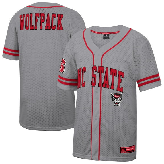 Men's Colosseum Gray NC State Wolfpack Free Spirited Baseball Jersey