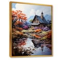thumbnail image 2 of Designart "Cottage Landscape Retreat in Fall IV" Landscapes Framed Wall Art - Coastal Orange Landscape Cottage Entryway Framed Wall Art, 2 of 6