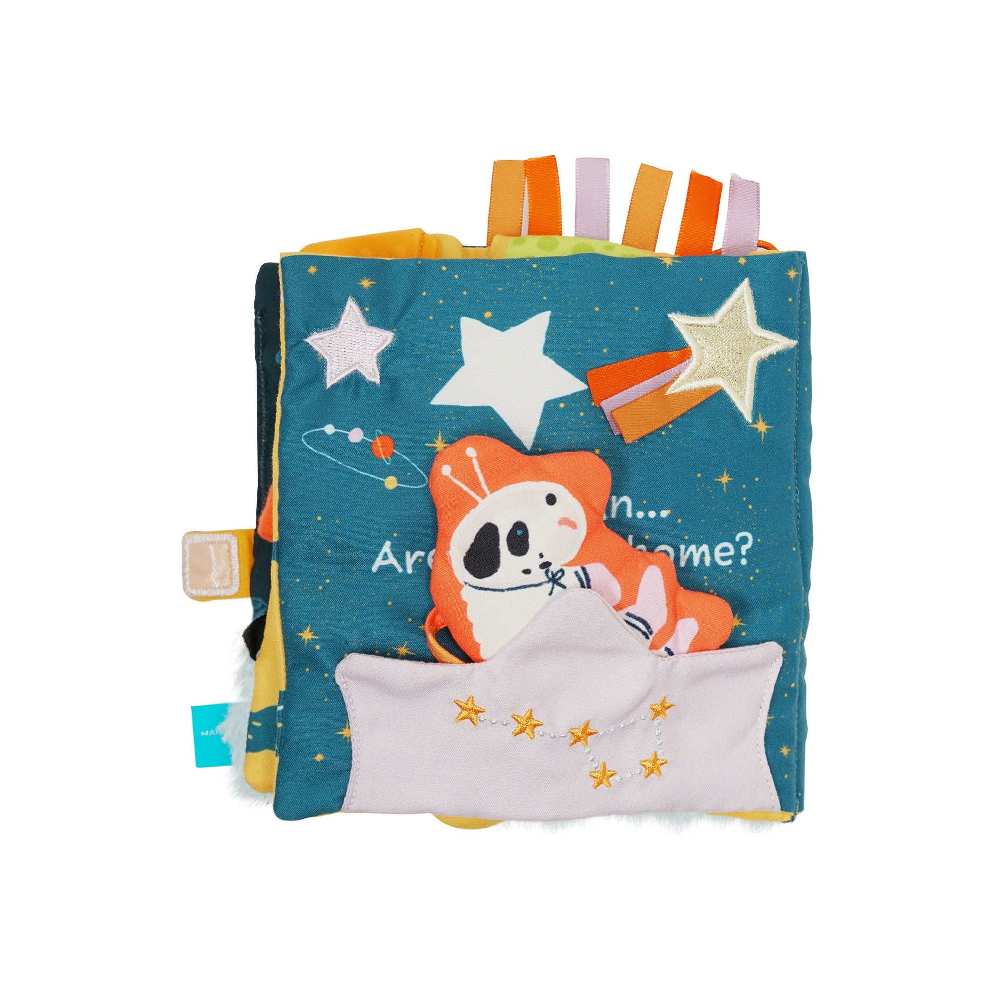 Manhattan Toy Little Rocket Finds Home Soft Activity Crinkle Book for Baby & Toddler with Tethered Characters