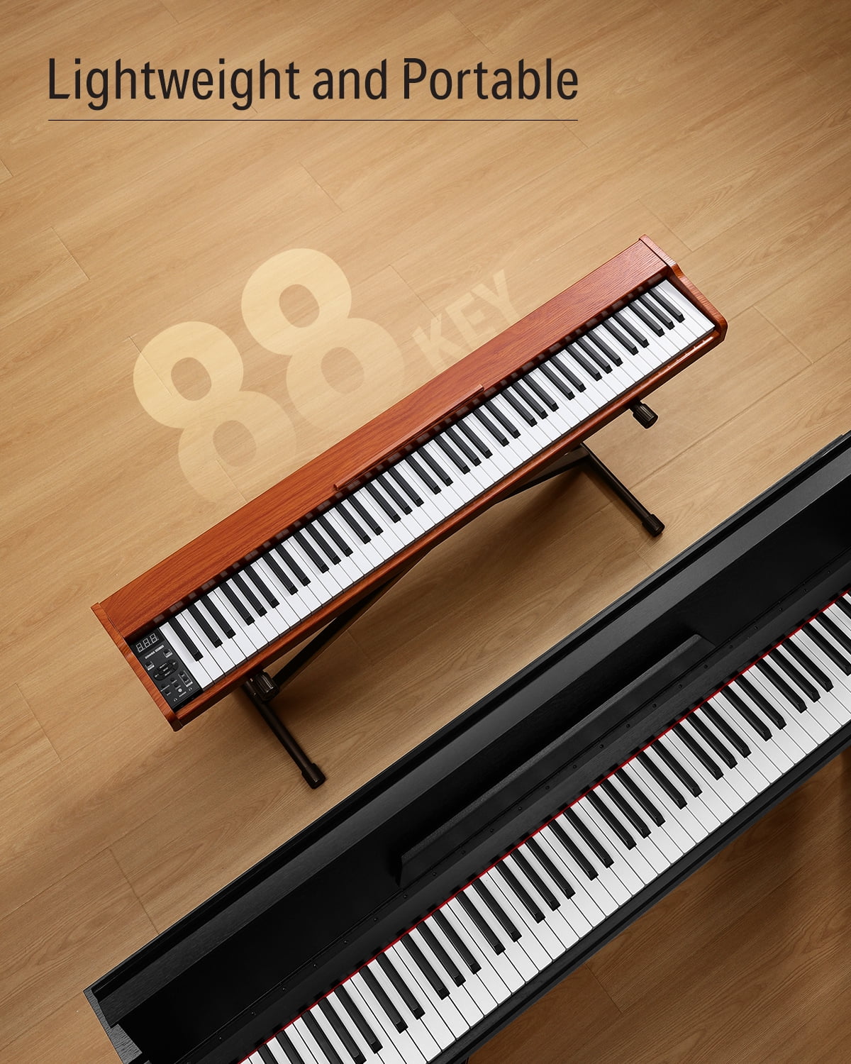 Donner DEP-1S Velocity-sensitive 88 Keyboard Digital Piano with stand, 128 tones, 100 Rhythms, 88 Demo, with Headphone, USB-MIDI, Sustain Pedal, Connect to Apps