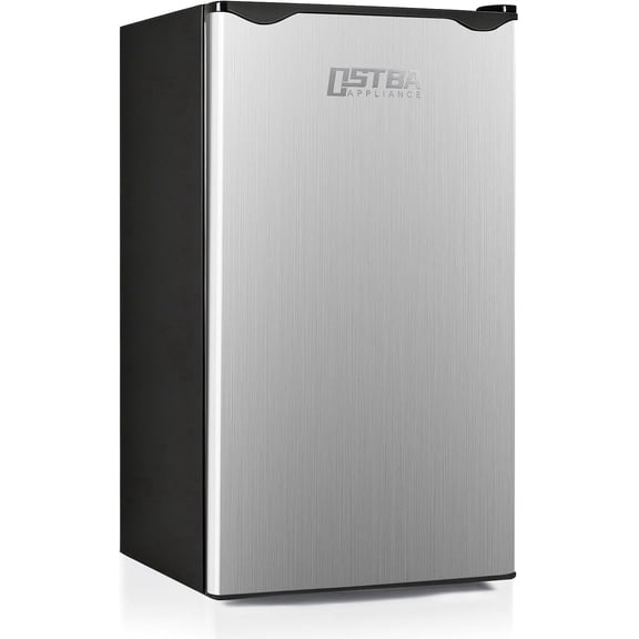 OSTBA 3.2 Cu.Ft Mini Fridge with Freezer, Single Door Compact Refrigerator with Adjustable Thermostat, Low Noise, Removable Glass Shelves, Large Capacity for Bedroom, Dorm, Office,Silver