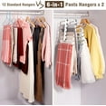 thumbnail image 6 of MIOCLYD Space Saving 6 Tier Pant Hangers, 2-Pack Closet Organizer and Pants Rack with 360° Swivel Hook – Anti-Slip Stainless Steel Leggings and Scarf Holder, White, 6 of 7