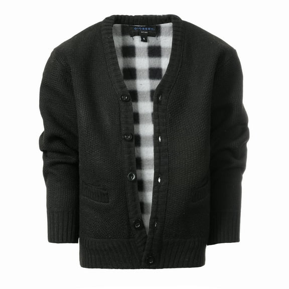 Gioberti Kids and Boys Cardigan Sweater with Soft Brushed Flannel Lining and Pockets