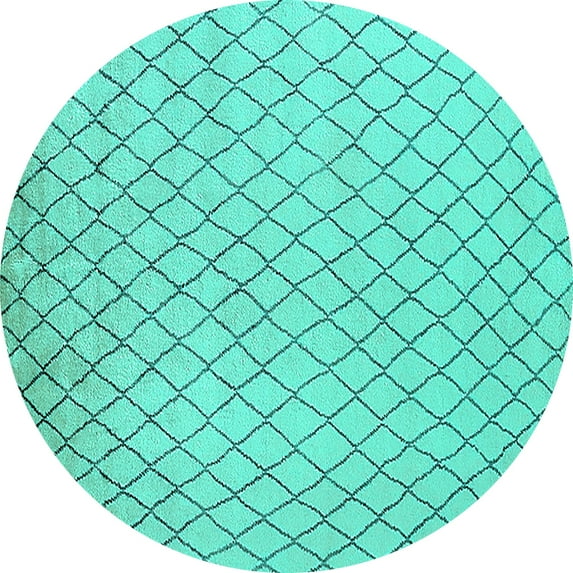 Ahgly Company Indoor Round Oriental Turquoise Blue Industrial Area Rugs, 5' Round