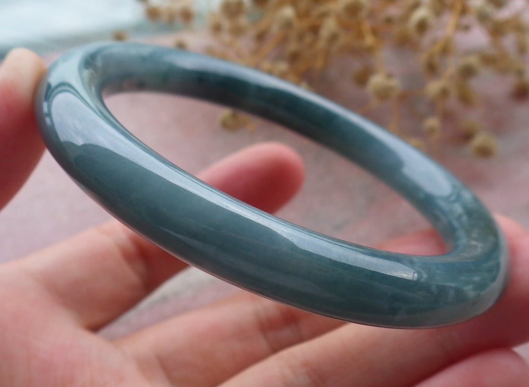 Icy Green Natural A JADE Jadeite Circle Bangle Bracelet 55 mm 680131 TN