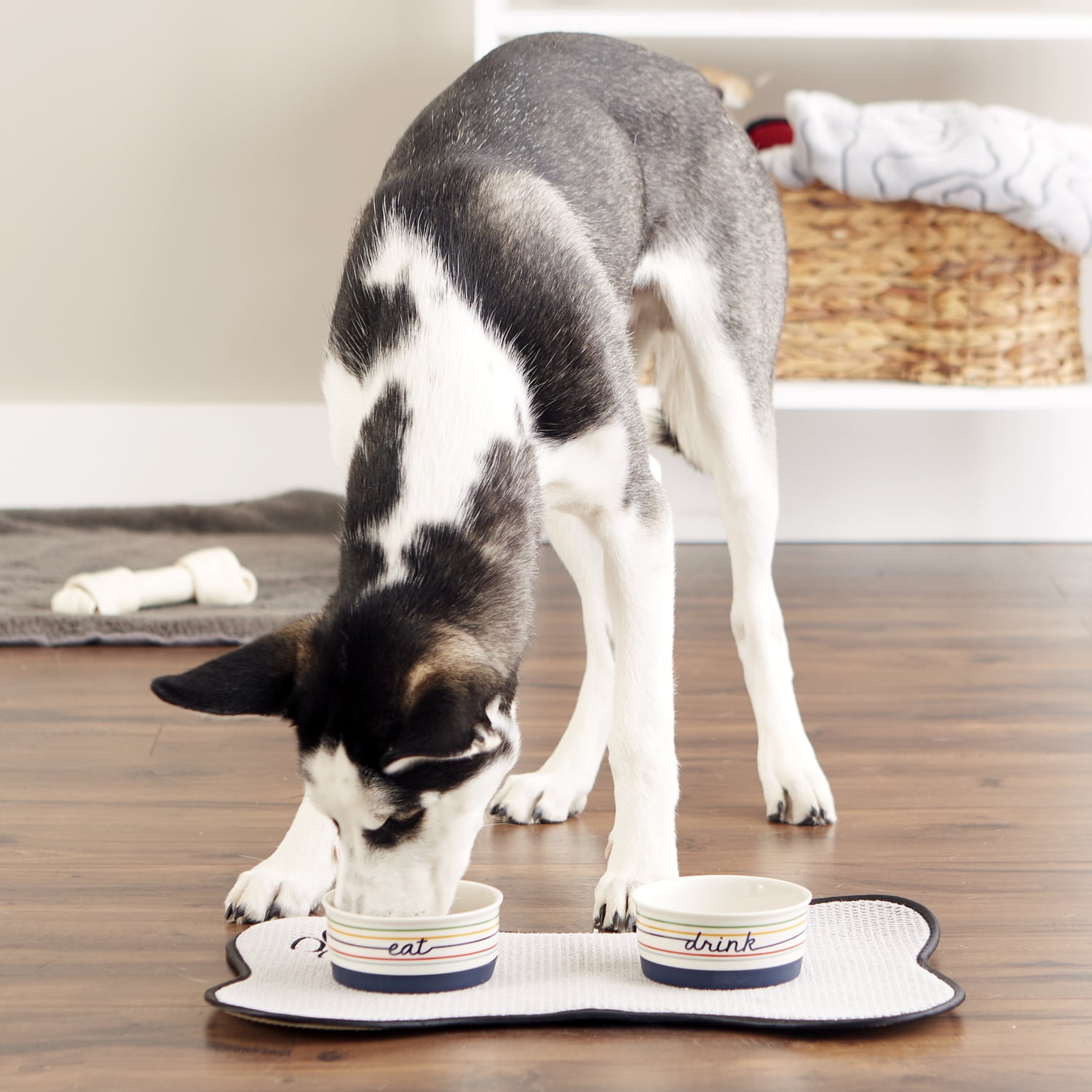 Bone Dry Pet Bowl Set, Small 4.25x2-inches, Eat Drink