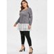 thumbnail image 4 of Camiseta de empalme con dobladillo bajo y estampado de mármol de talla grande Rosegal Sudaderas y sudaderas con capucha, 4 of 5