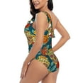 thumbnail image 4 of Honeii Skull And Flowers for women's one-piece swimsuit featuring a chic one-shoulder design experience elegance and style in the water-X-Large, 4 of 6