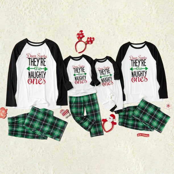 PatPat Christmas Letter Contrast Top and Plaid Pants Family Matching ...