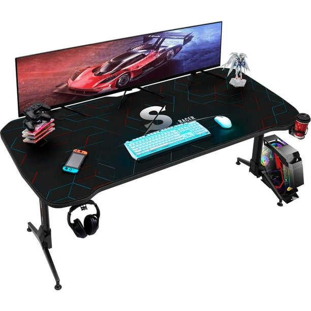 VINEEGO 63 Inches Y-Shaped Legs Adjustable Height Computer Gaming Desk ...