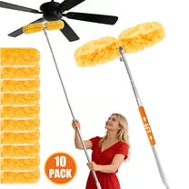10-Pack Heavy Duty Duster Refills with 6 ft Extension Pole, Disposable Dusters for Cleaning Ceiling Fans, Vents & Corners