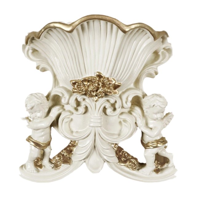 Jarrón de ángel de pared, adorno floral decorativo, maceta de resina elegante Beige y oro