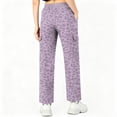 thumbnail image 4 of Womens Pants Leopard Print Elastic Waist Drawstring Wide Leg Cargo Pants With Multi Pockets Casual Loose Fit Athletic Lounge Pants For Daily Streetwear, 4 of 4