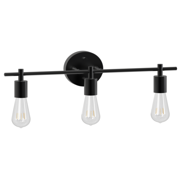 Better Homes & Gardens 3 Light Vanity Fixture, Matte Black, Bulb Not Included