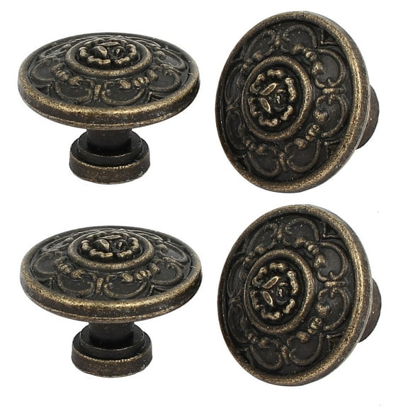 Unique Bargains 4 Pack Metal Drawer Cabinet Handles Knobs Bronze Tone Finish