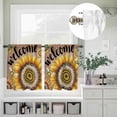 thumbnail image 3 of Spring Farm Blossom Sunflower Bee Curtain Tier and Valance Set 3 Piece, Ethnic Flower Wood Grain 3-inch Rod Pocket Window Tier Curtains Valance for Kitchen Living Room, 3 of 9