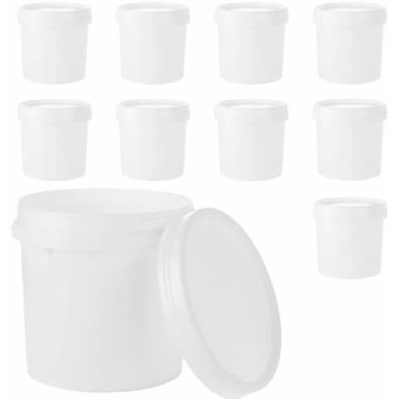 10 Pack Paint Buckets for Painting Empty Paint Cans Quart Plastic Paint Containers with Lids 2 Pint Plastic Paint Can 1/4 Gallon Paint Pail Small Paint Storage Containers for Leftover Paint