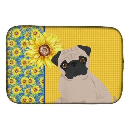 

Summer Sunflowers Fawn Pug Dish Drying Mat 14 in x 21 in