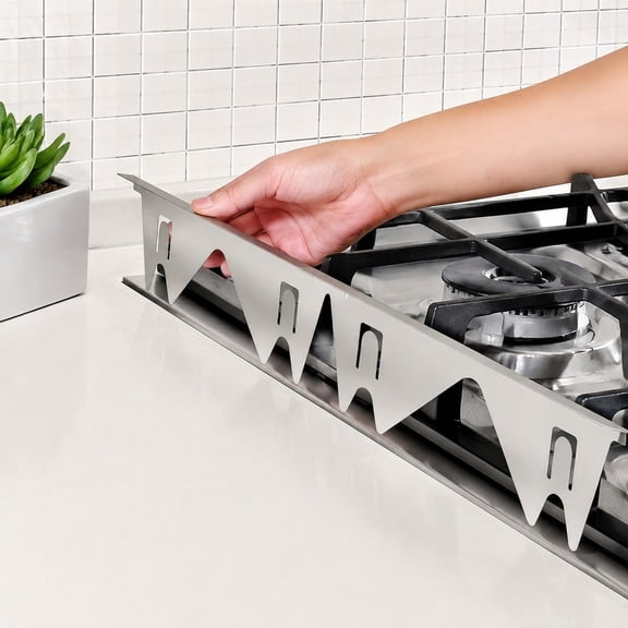 Stove & Counter Gap Cover, Stainless Steel 1 Set of 2 Pieces, Adjustable Length Slides to Fit, Silver