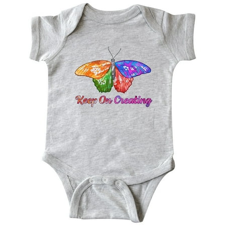 

Inktastic Keep On Creating with Beautiful Rainbow Butterfly Gift Baby Boy or Baby Girl Bodysuit