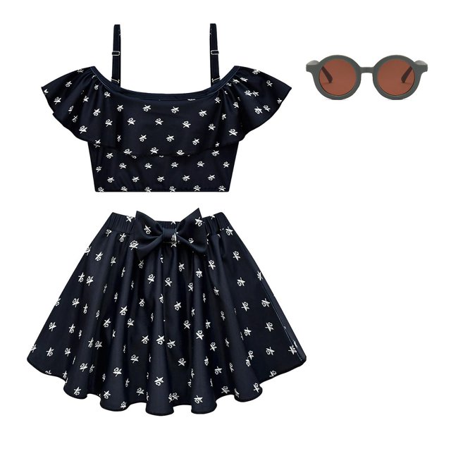 2025 Wednesday Addams Swimwear Kids Two Piece Wednesday Swimsuit For Baby Girls Summer Children Bathing Suits 2-10 Years