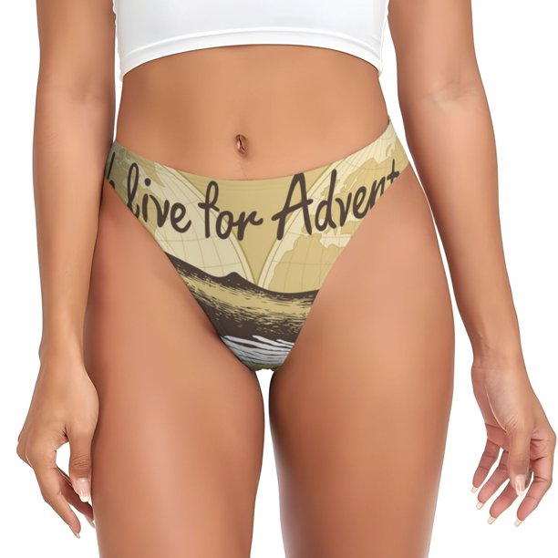 Fotbe We Live for Adventure Tanga Sin Costuras para Mujer con Estampado – Panties Invisibles, Transpirables y Cómodos para Uso Diario-4X-Large
