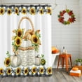 thumbnail image 2 of Shower Curtain 48"W x 72"L Thanksgiving Pumpkin Sunflower Watercolor Fabric Shower Curtains Set with Hooks Water Repellent Bathroom Curtains Machine Washable Bathroom Accessories, 2 of 6
