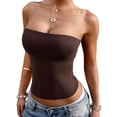 thumbnail image 2 of Womens Tube Tops Strapless Crop Tops Basic Backless Sleeveless Going Out 2026 Spring Summer Clothes Brown S, 2 of 7