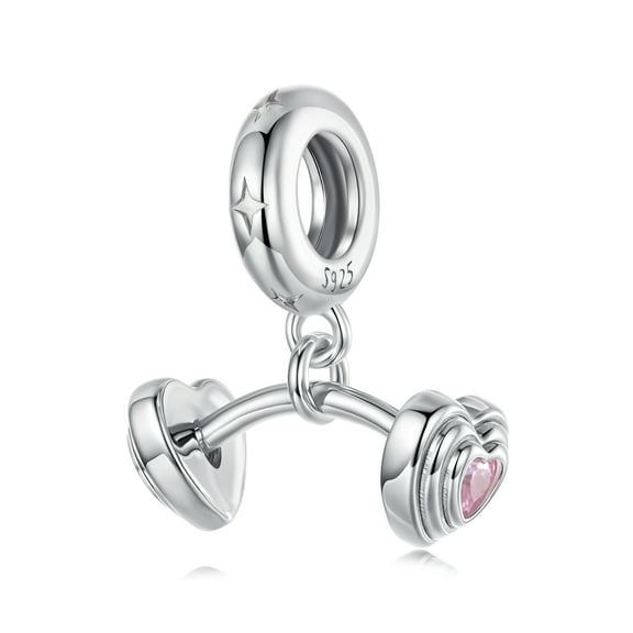 Barbell Pendant Charm 925 Sterling Silver Charm,Charm for Bracelets , Perfect Gift for Women