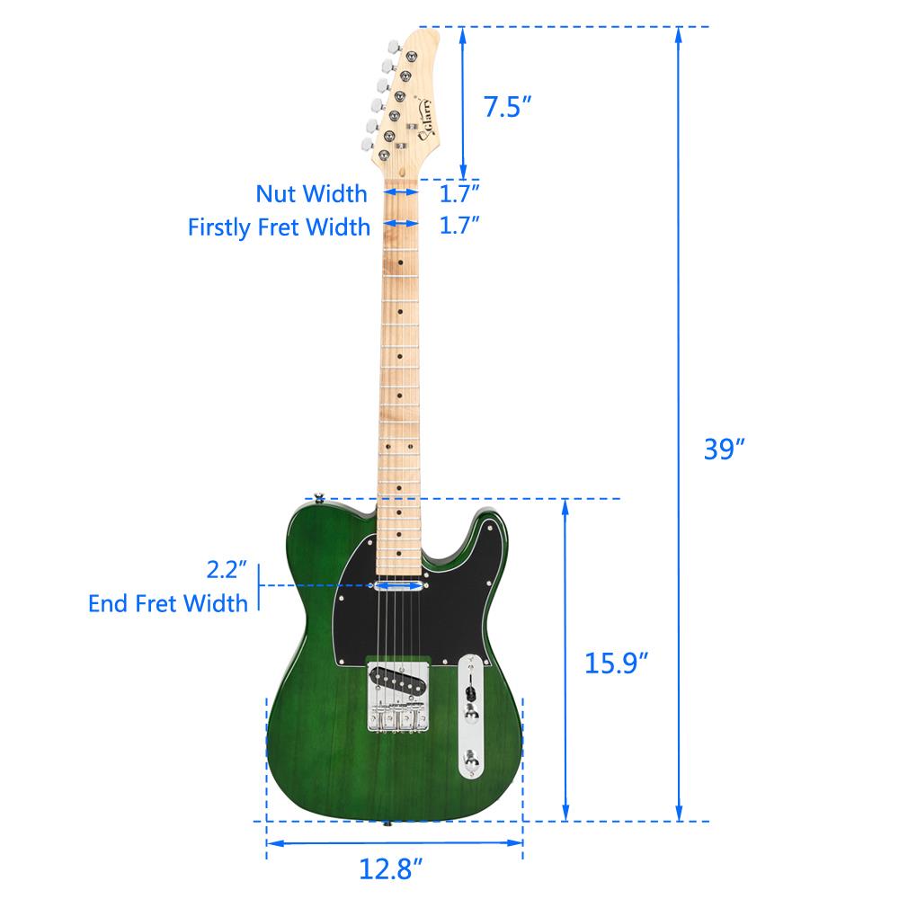 Glarry 6-Strings 22 Frets Electric Guitar with Bag,Plectrum,Strap,Wire,Tool,Green
