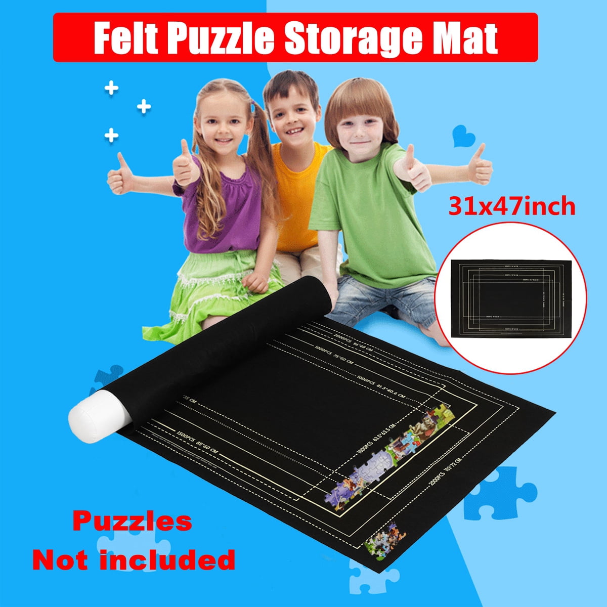 80x120cm Puzzles Mat Jigsaw Roll Felt Mat Play Mat Puzzles Blanket For