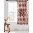 thumbnail image 3 of Sheer Curtains 63 Inch Length, Brown Western Texas Star Vintage Semi Sheer Curtains Light Filtering Window Treatment, Rustic Farmhouse Red Plaid Privacy Voile Drapes for Living Room 52x63 Inch, 3 of 7