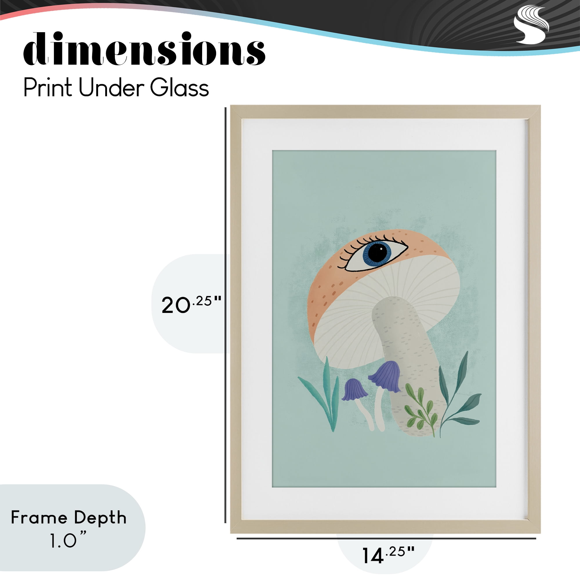 Stupell Industries Mushroom with Mystical Eye Birch Framed Print Under Glass, design by Metka Hiti