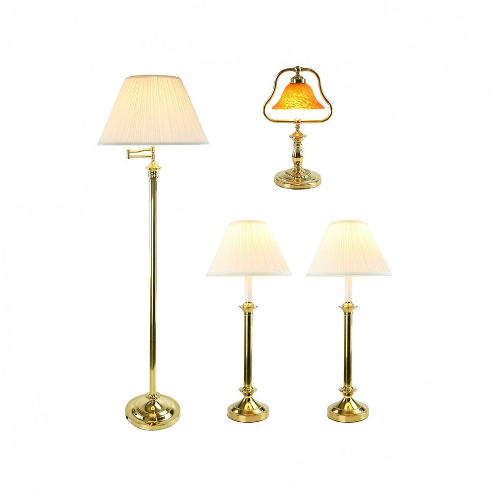 Table/Floor Lamp Bright Brass Traditional 4 pc Lamp Set Renovator's