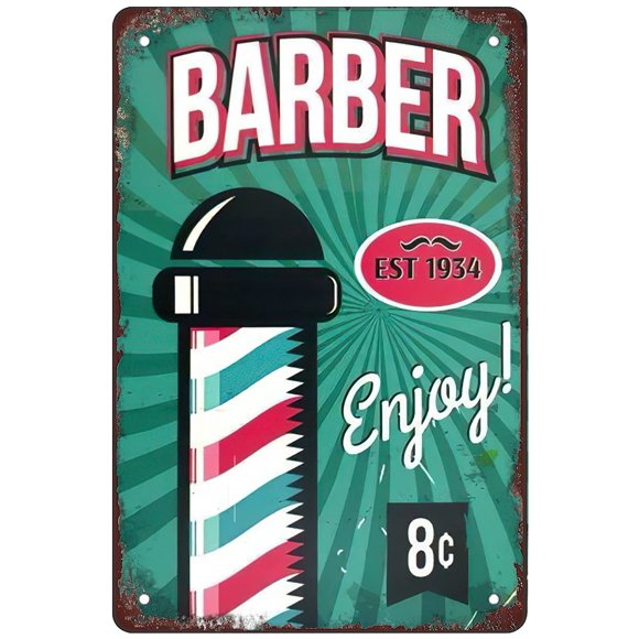 Retro Funny Metal Sign Sheet Signs Tin Sign,barber shop 16 x 12 Inches