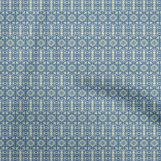 oneOone Polyester Spandex Medium Blue Fabric Geometric Sewing Craft Projects Fabric Prints By Yard 56 Inch Wide