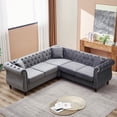 thumbnail image 3 of 83.5" L-Shaped Velvet Sofa, Atumon Oversized Corner Couch for Living Room, Solid Wood 5-Seater Corner Sofas with 3 Pillows for Bedroom, Apartment, Office, Gray, 3 of 10